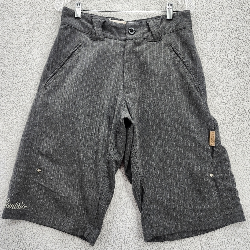 Sombrio Shorts Womens Medium Gray Stripped Pockets Cargo Button Zip Closure